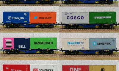 🔵 KMS Containertragwagen mit Containern (Spur1 – 1:32)